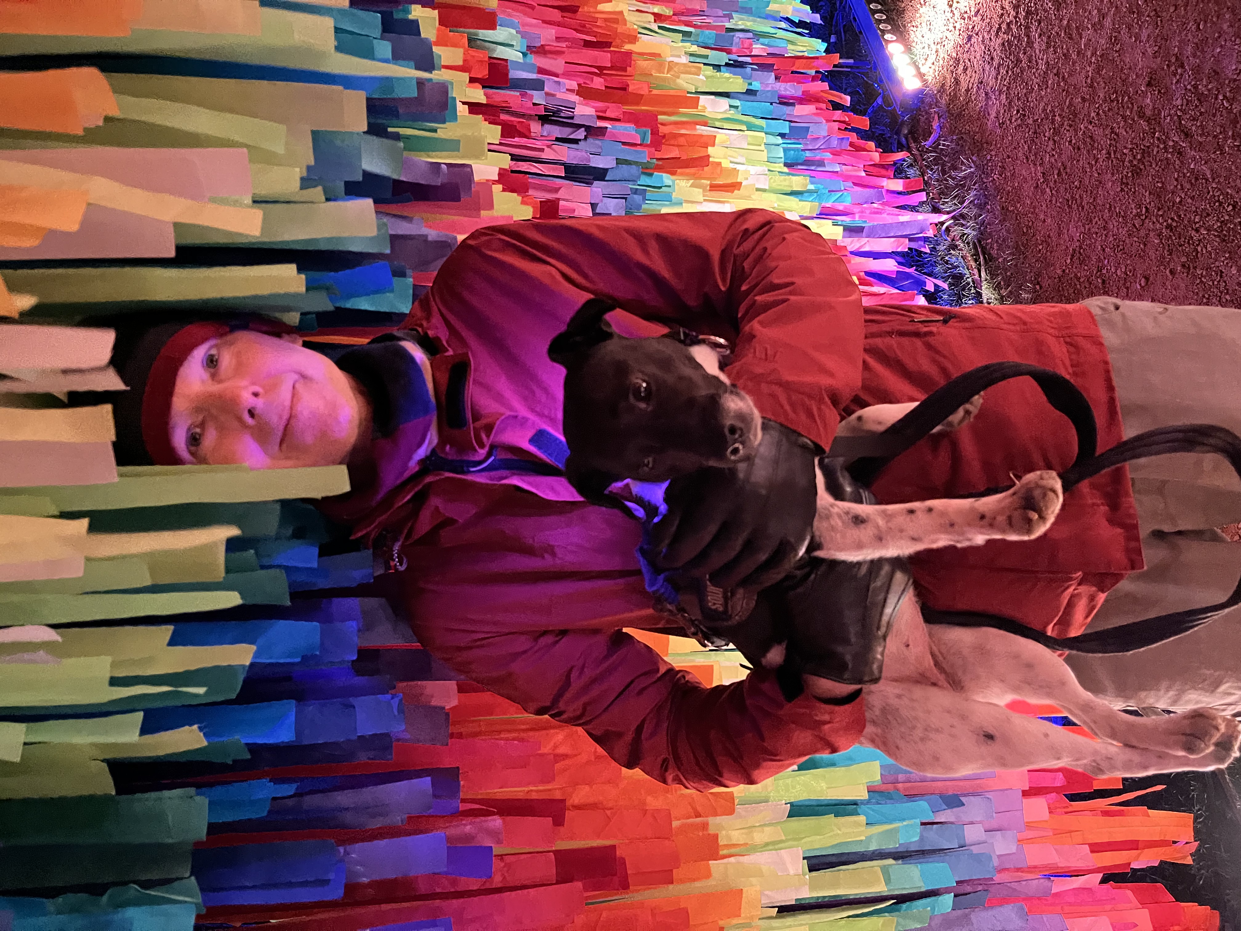 Posing with the male human at Brighton Lights